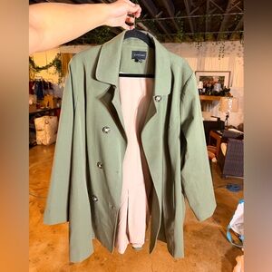 41 Hawthorn Olive Green Double-Breasted Trench Coat